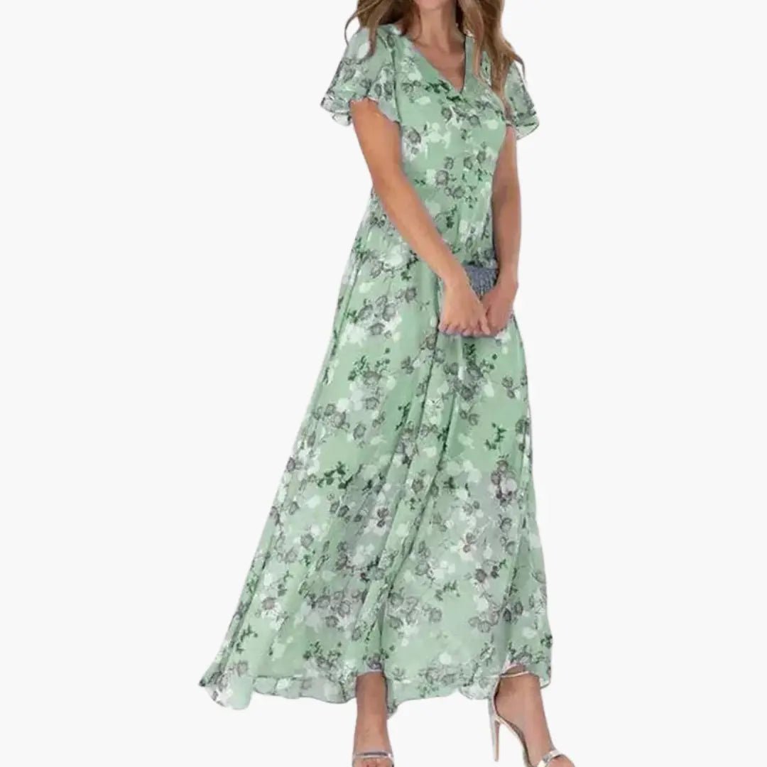 Kaylee | Floral Flutter - Sleeve Maxi Dress - Benjamin New York