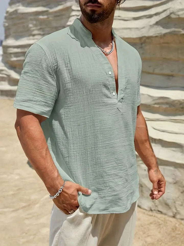 Scott | Cozy Stand - Collar Summer Shirt - Benjamin New York