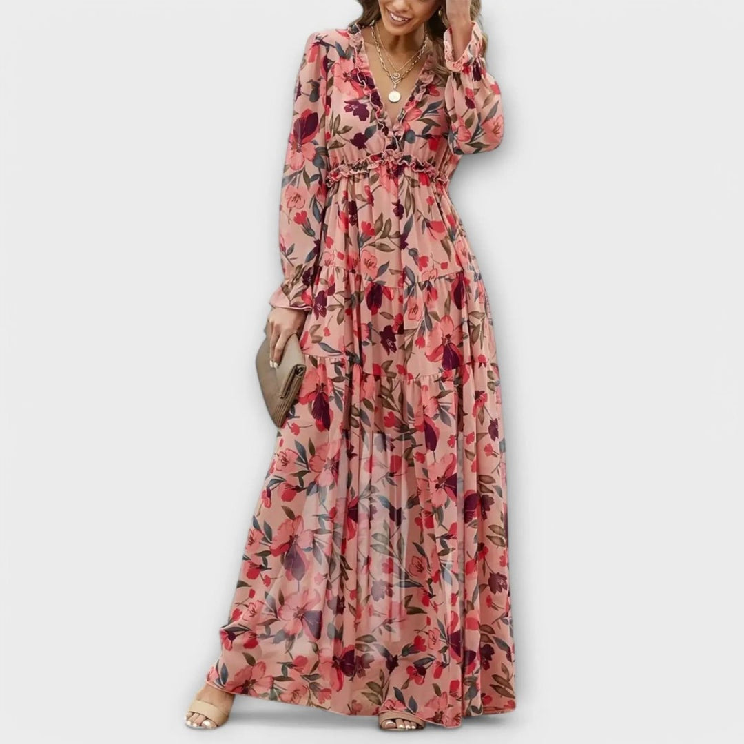 Lillian | Romantic Sheer Floral Maxi Dress - Benjamin New York