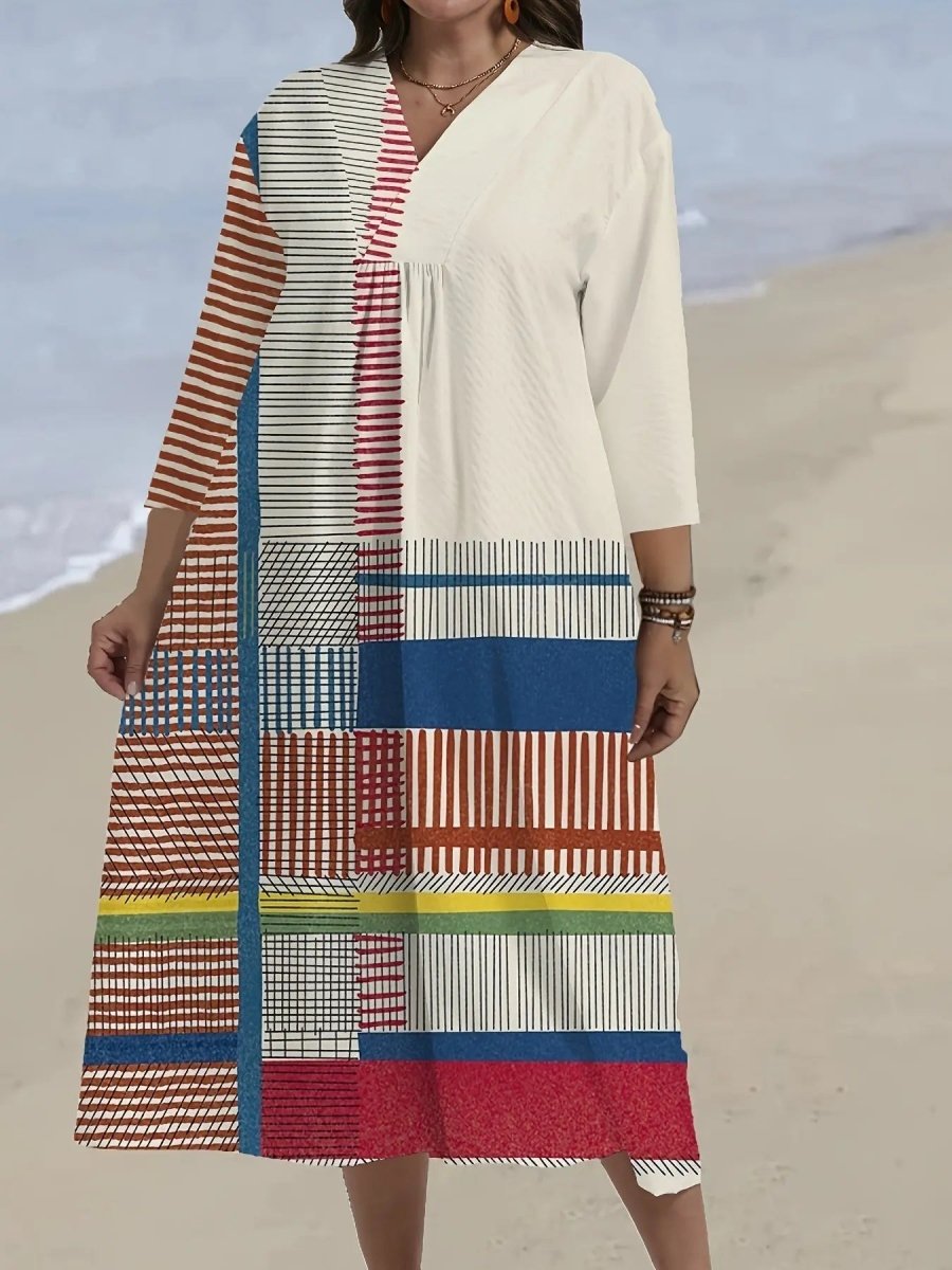 Rowena | Artisan Patchwork Striped Maxi Dress - Benjamin New York