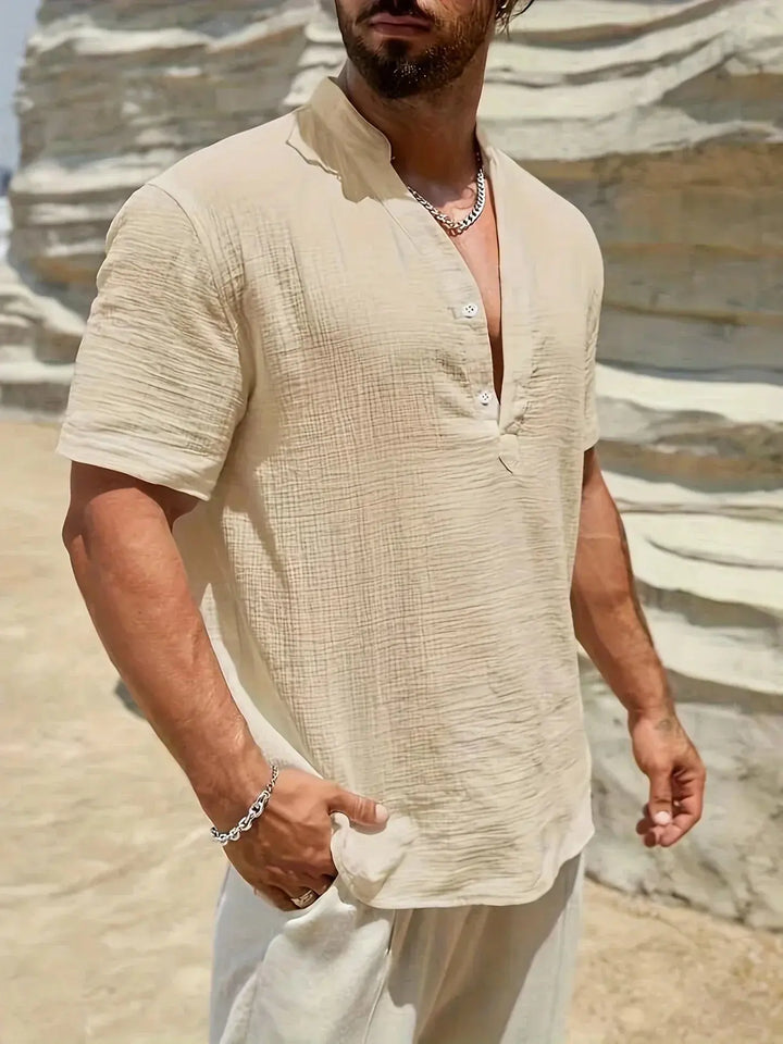 Scott | Cozy Stand - Collar Summer Shirt - Benjamin New York