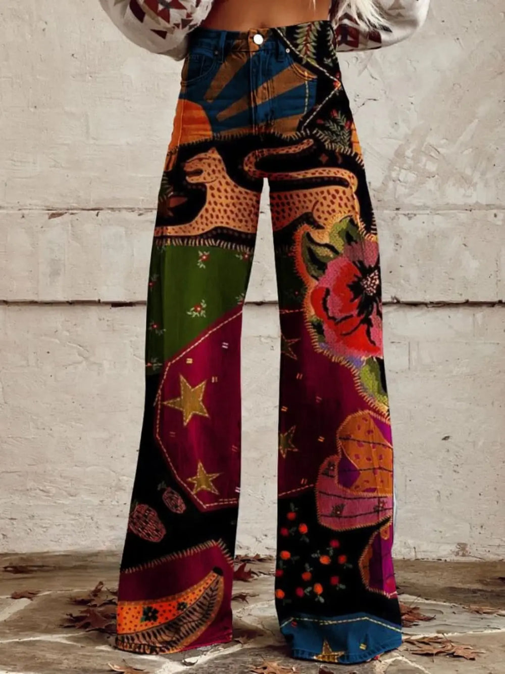 Lyra | Tapestry Jungle Print High - Waisted Wide - Leg Trousers - Benjamin New York