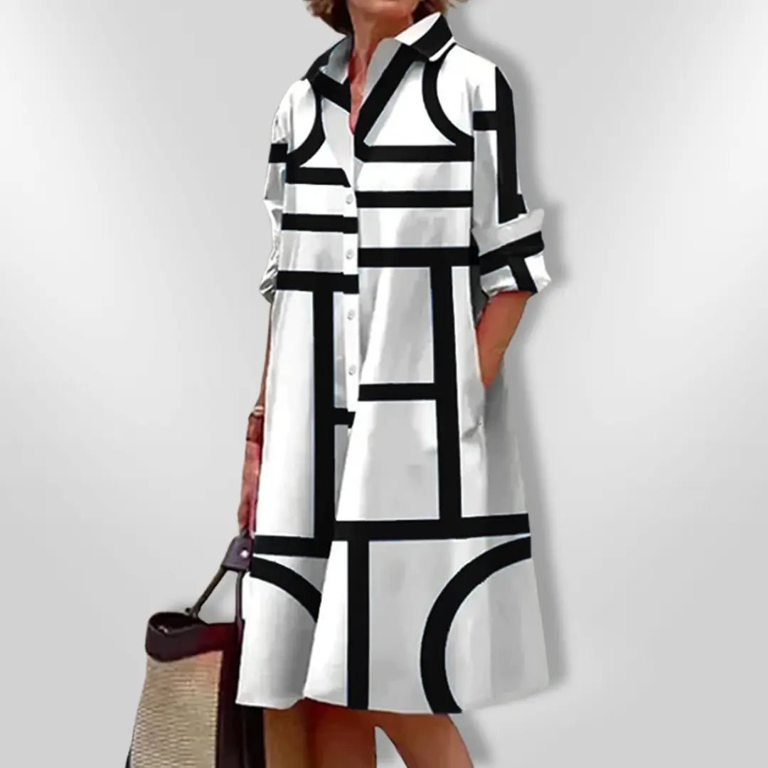 Monroe | Modern Grid Shirt Dress - Benjamin New York