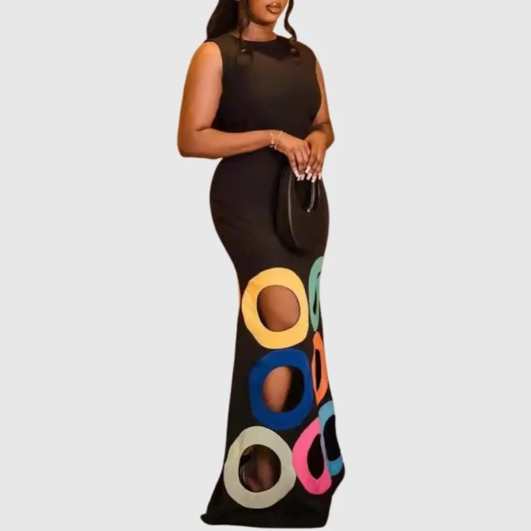 Marissa | Elegant Cut - Out Circle Detail Maxi Dress - Benjamin New York