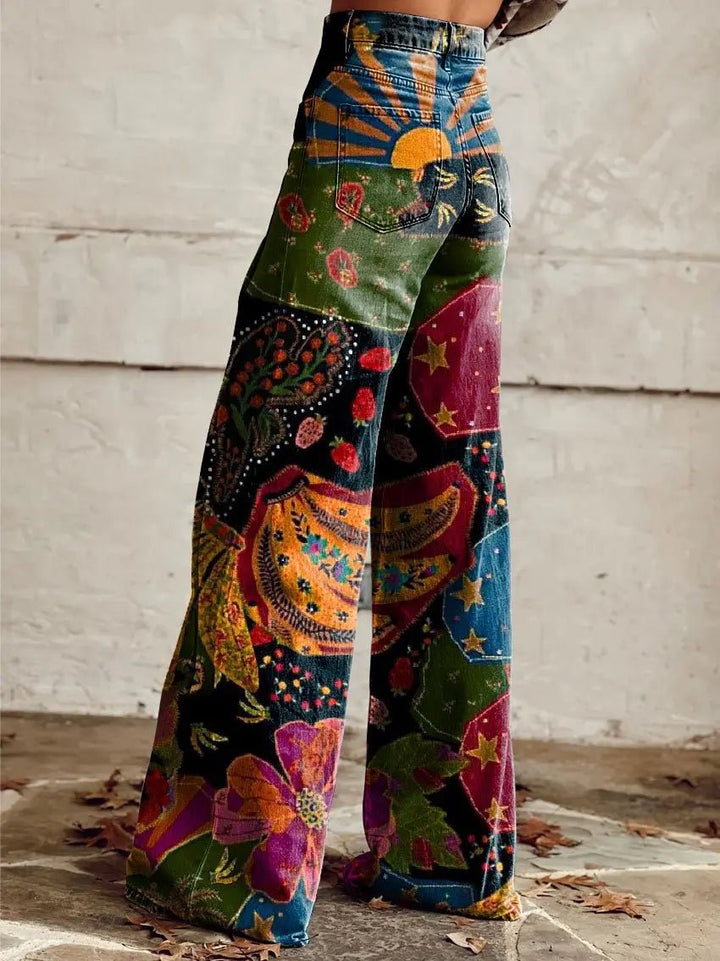Nova | Bohemian Sunset Print Wide - Leg Trousers - Benjamin New York