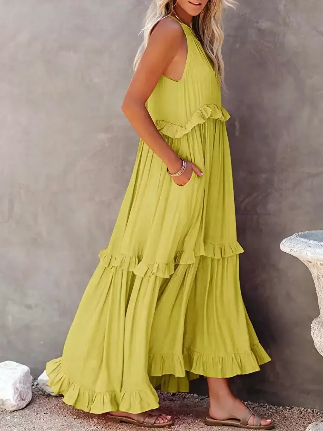 Madelyn | Boho Ruffle Maxi Dress - Benjamin New York
