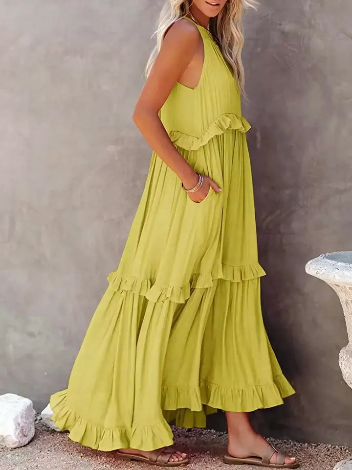 Madelyn | Boho Ruffle Maxi Dress - Benjamin New York