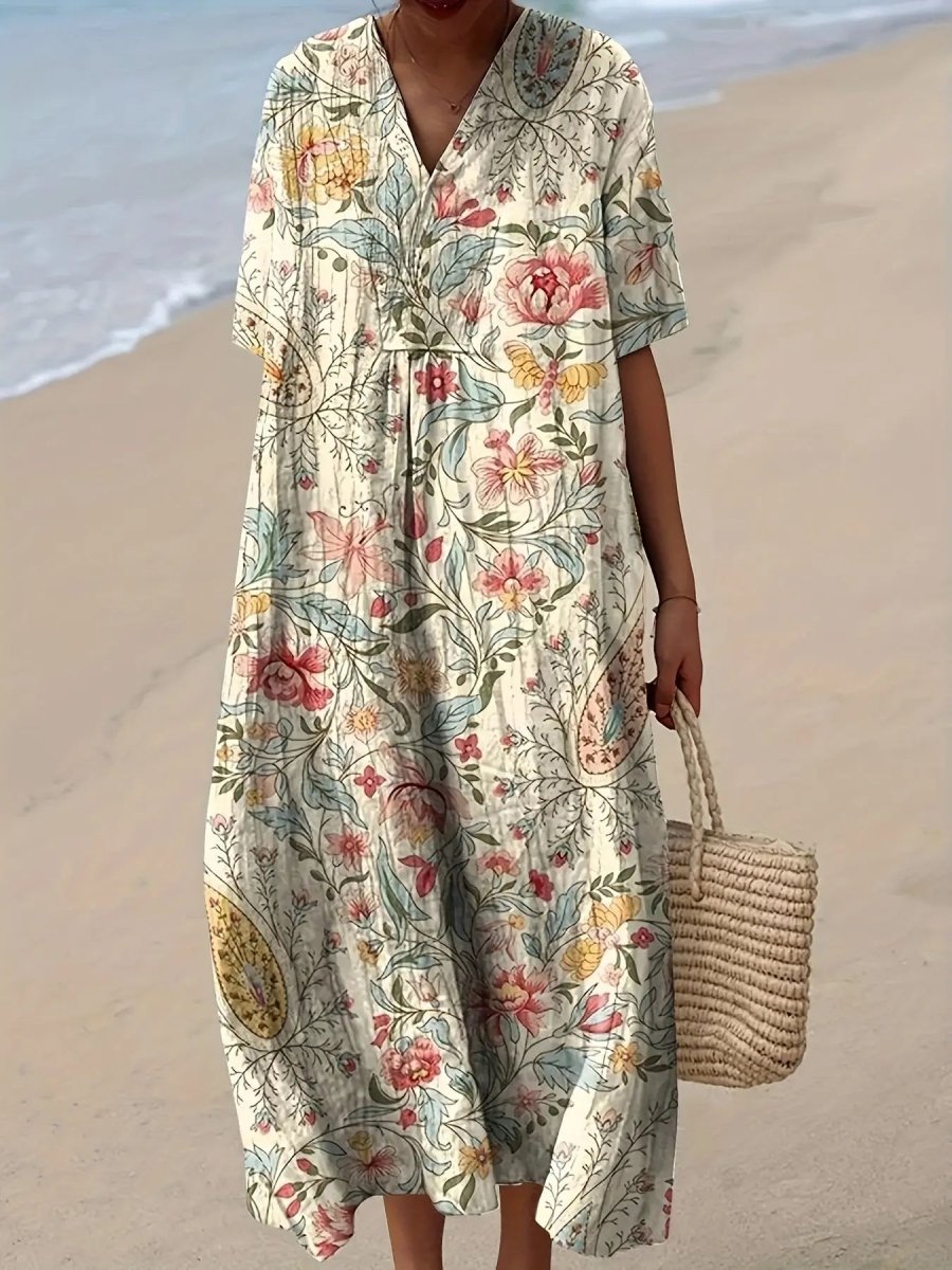 Mabel | Vintage Meadow Print Summer Dress - Benjamin New York