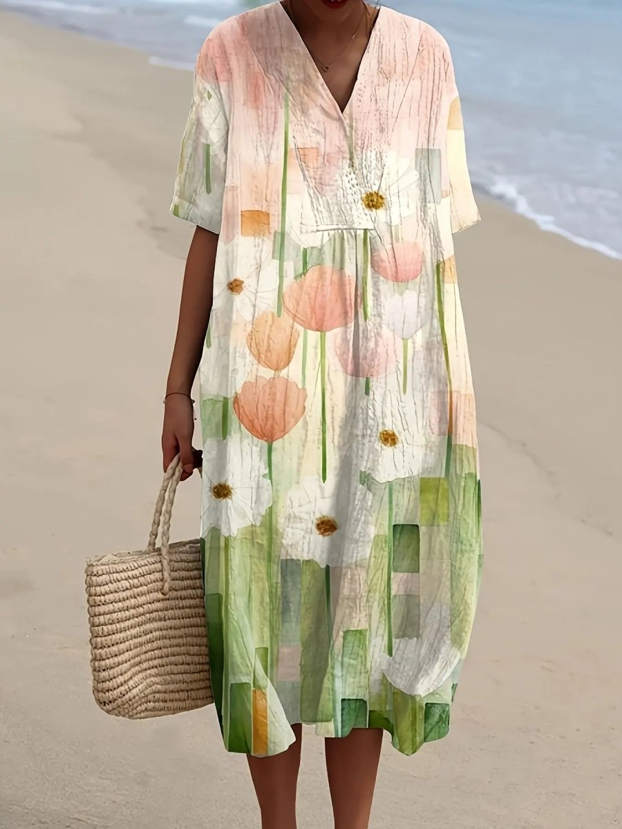 Daisy | Soft Pastel Garden Midi Dress - Benjamin New York