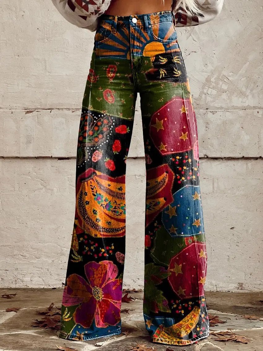 Nova | Bohemian Sunset Print Wide - Leg Trousers - Benjamin New York