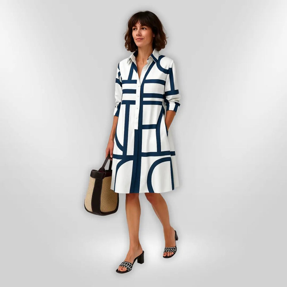 Monroe | Modern Grid Shirt Dress - Benjamin New York
