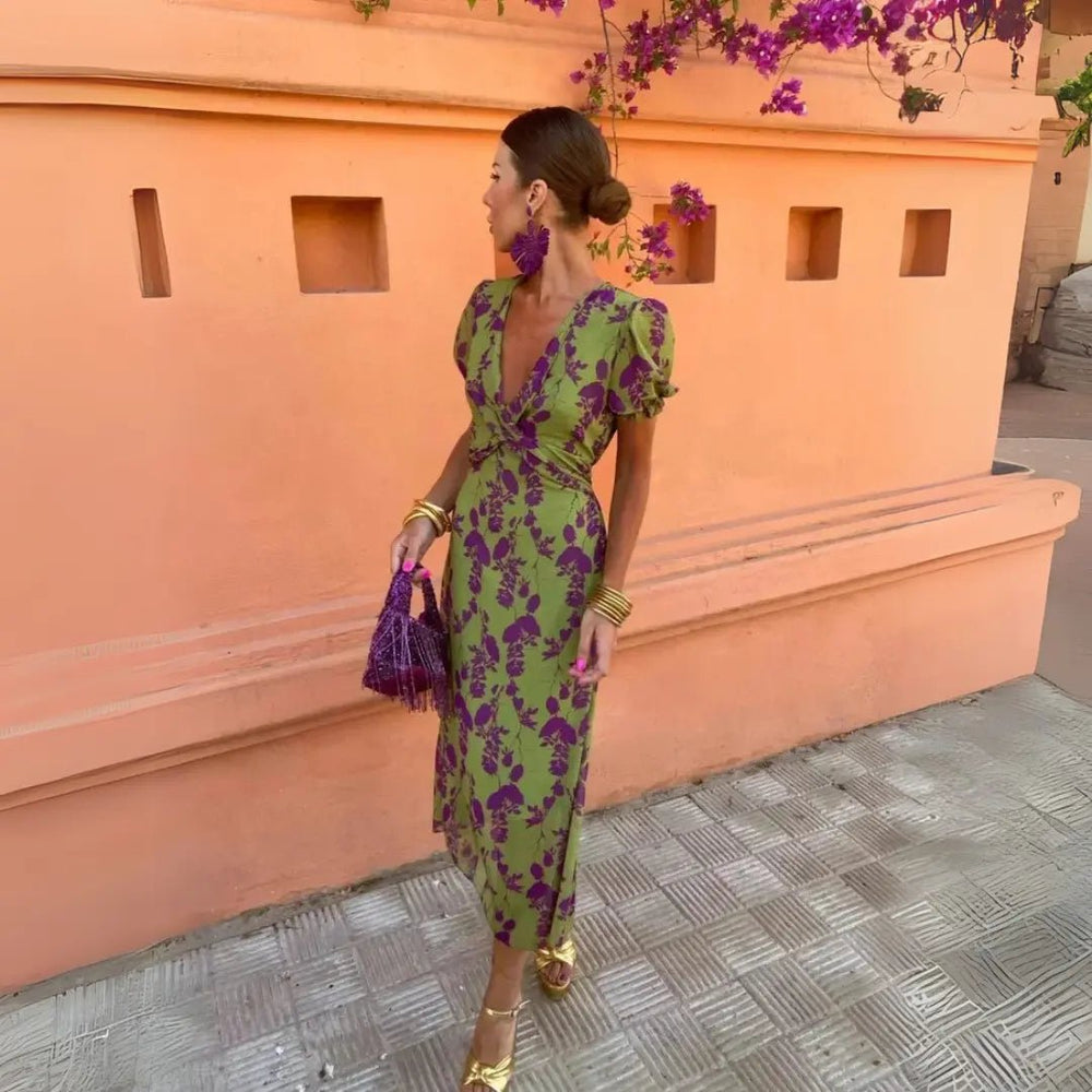 Violet | Vintage - Inspired Floral Midi Dress - Benjamin New York