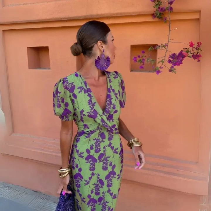 Violet | Vintage - Inspired Floral Midi Dress - Benjamin New York