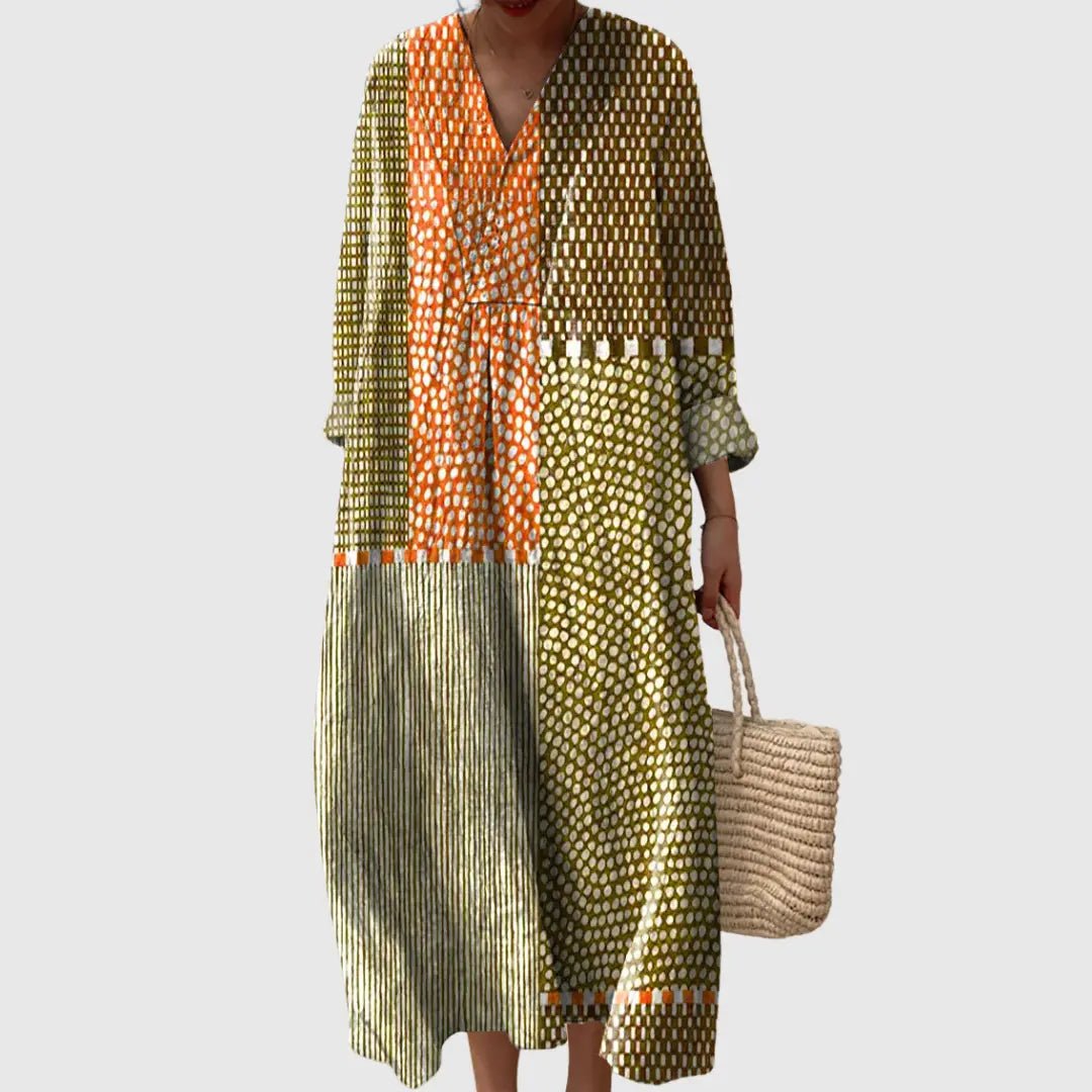 Mabel | Patchwork Dot & Stripe Maxi Dress - Benjamin New York