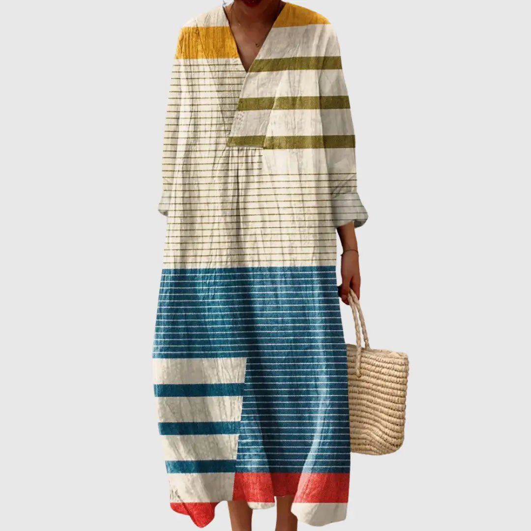 Florence | Coastal Stripe Patchwork Dress - Benjamin New York