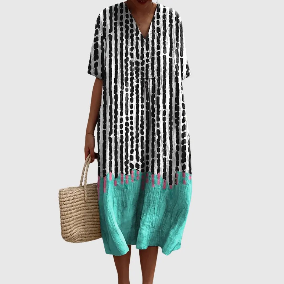 Leonie | Artistic Dot - Stripe Colorblock Dress - Benjamin New York