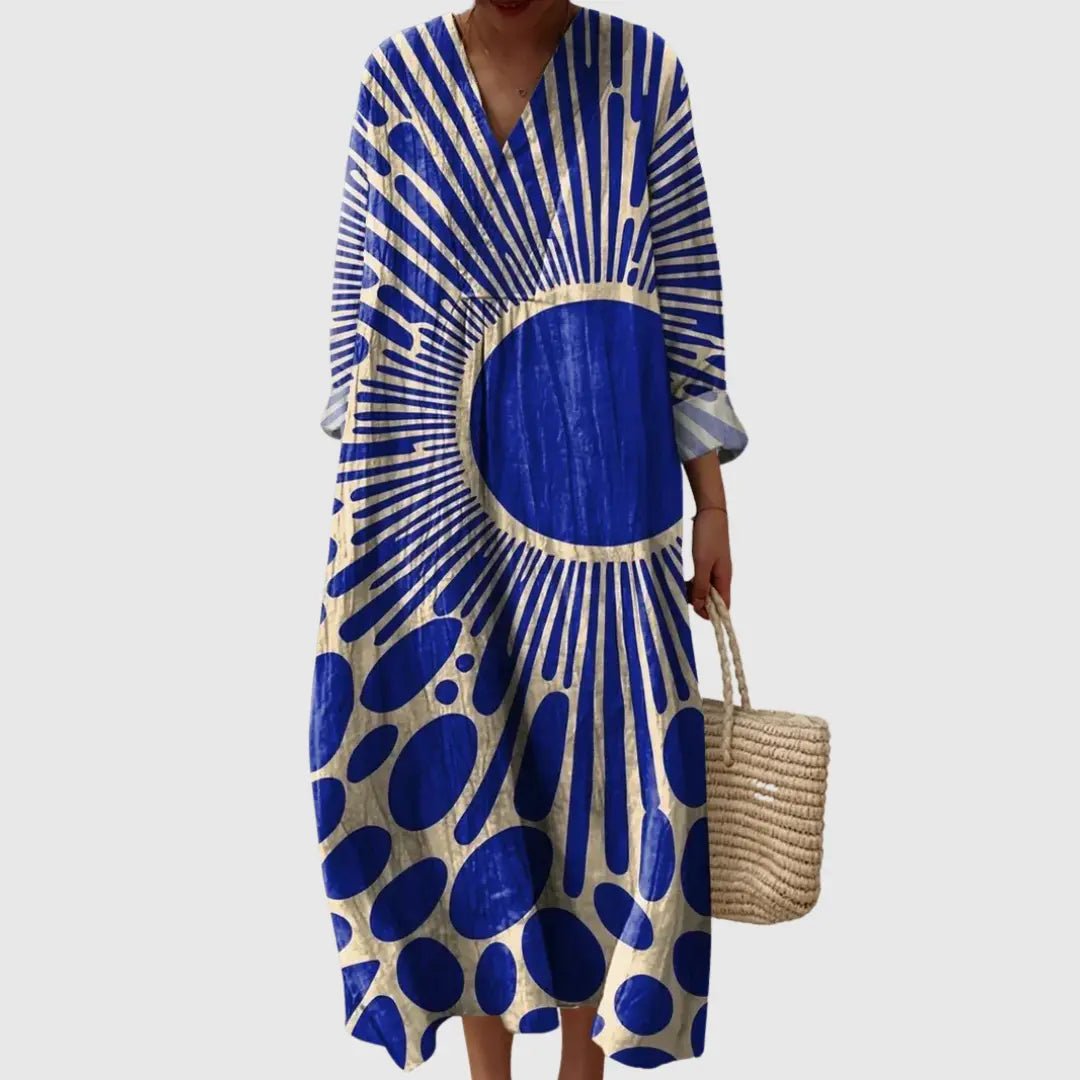 Skye | Radiant Eclipse Print Maxi Dress - Benjamin New York