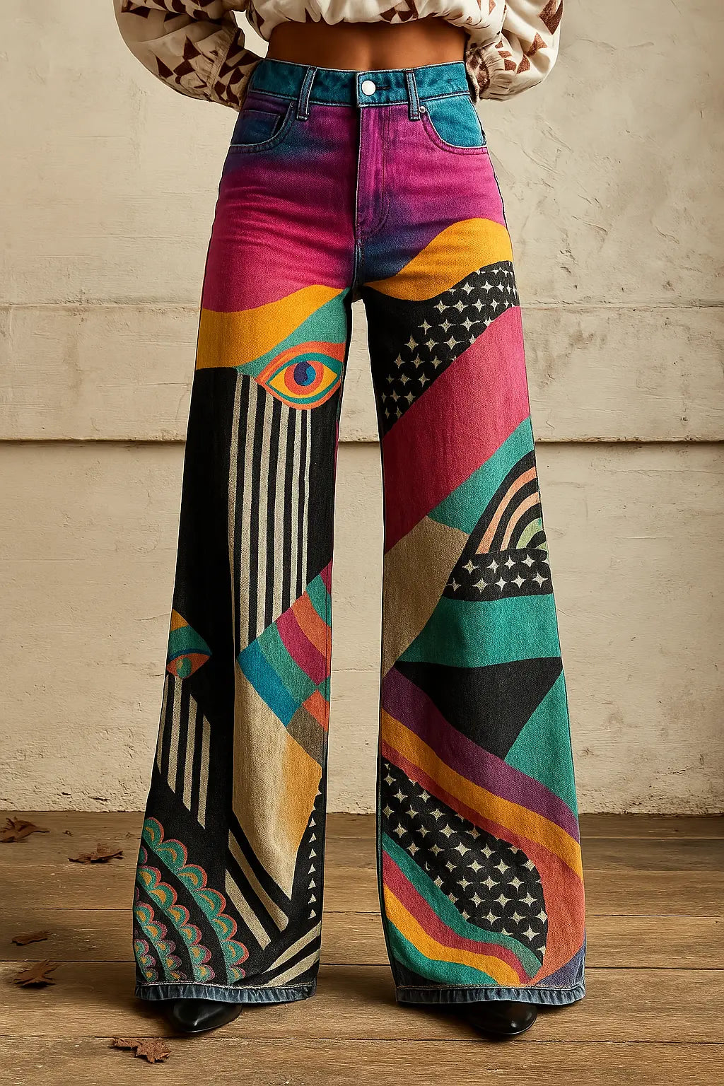 Naomi | Retro Gaze Wide - Leg Statement Jeans - Benjamin New York