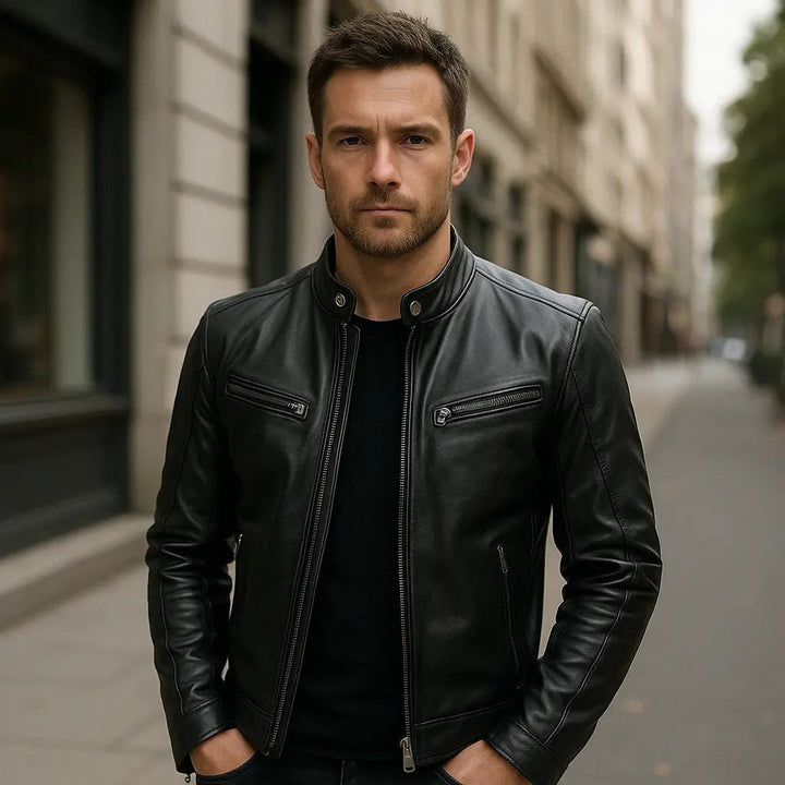 Victor | Casual Leather Jacket: Timeless Design and Comfort - Benjamin New York