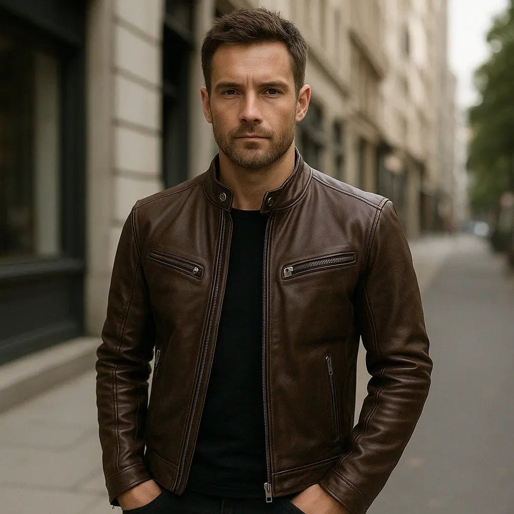 Victor | Casual Leather Jacket: Timeless Design and Comfort - Benjamin New York