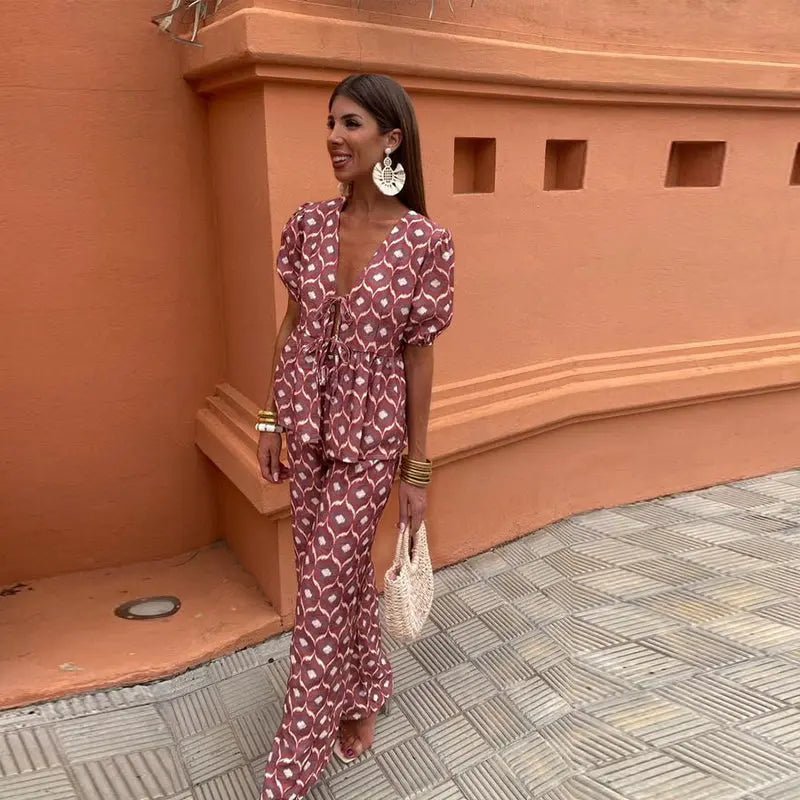 Isla | Boho Tie - Waist Two - Piece Set - Benjamin New York