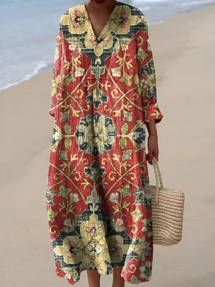 Aria | Bohemian Tapestry Long Sleeve Dress - Benjamin New York