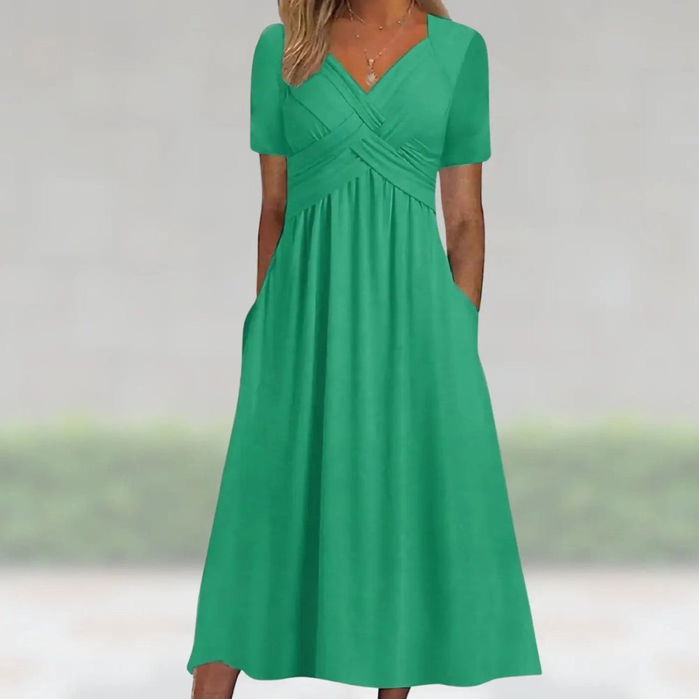 Talia | Graceful Cross - Front Midi Dress - Benjamin New York