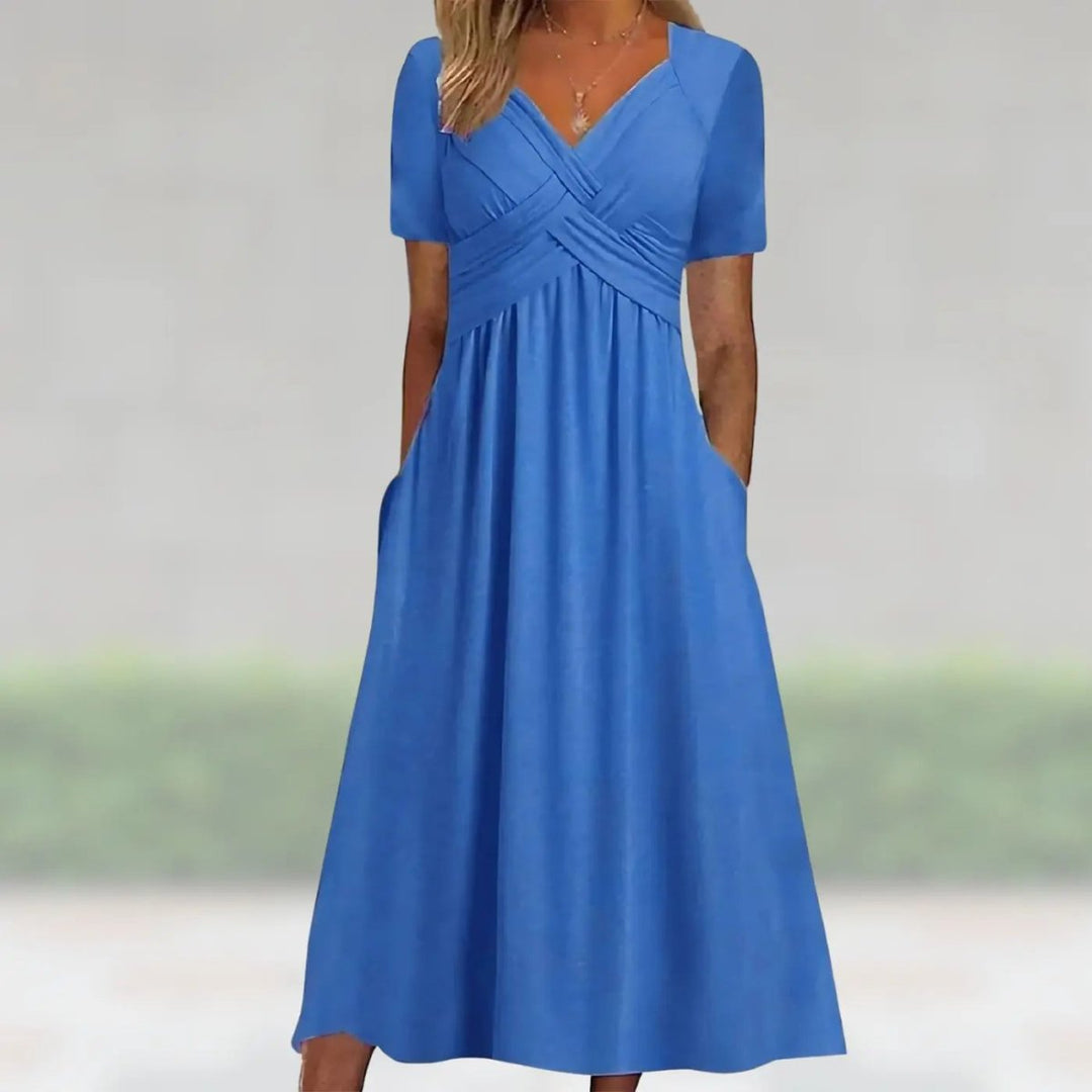 Talia | Graceful Cross - Front Midi Dress - Benjamin New York