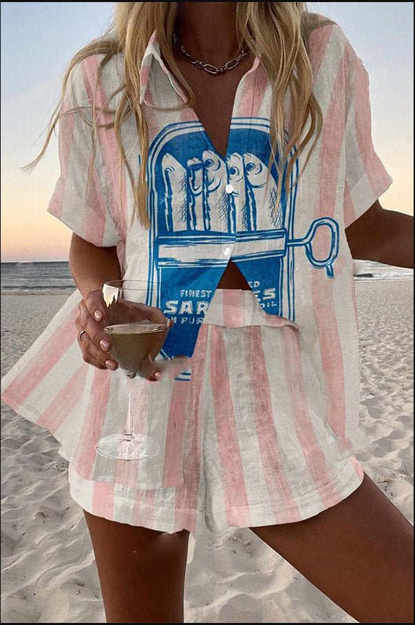 Matilda | Sardine Sketch Linen Set - Benjamin New York