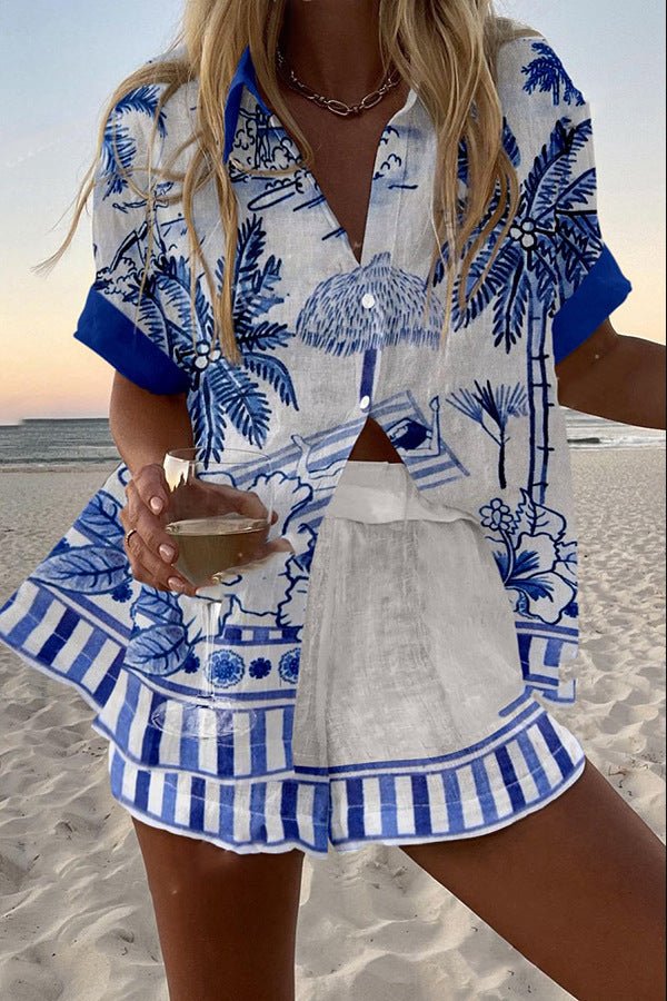 Florence | Palm Print Linen Co‑ord - Benjamin New York