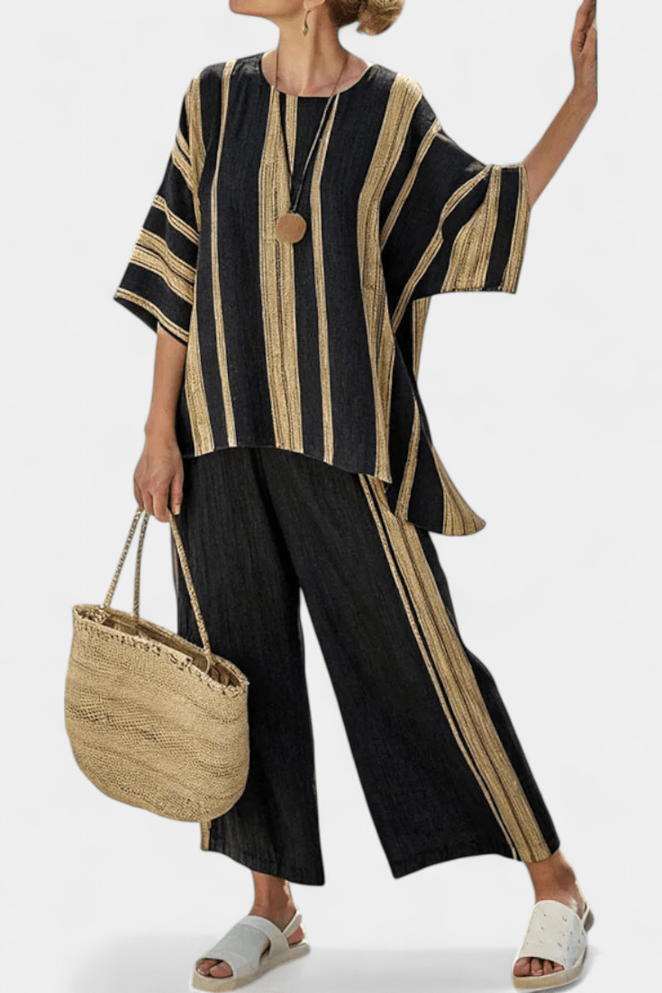 Calden | Comfortable Oversized Striped Top & Relaxed Linen Pants - Benjamin New York