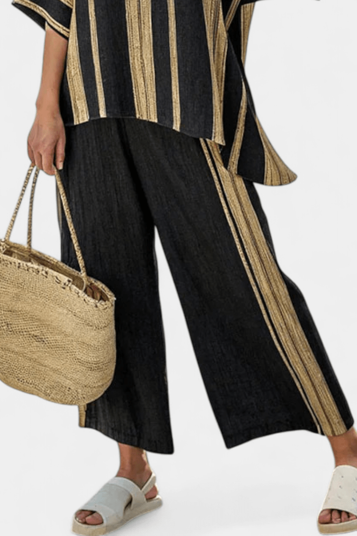 Calden | Comfortable Oversized Striped Top & Relaxed Linen Pants - Benjamin New York