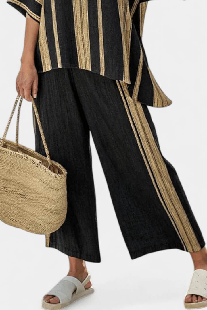 Calden | Comfortable Oversized Striped Top & Relaxed Linen Pants - Benjamin New York