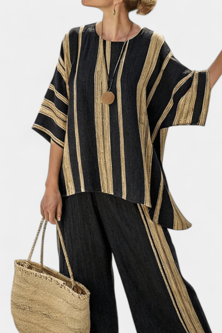 Calden | Comfortable Oversized Striped Top & Relaxed Linen Pants - Benjamin New York