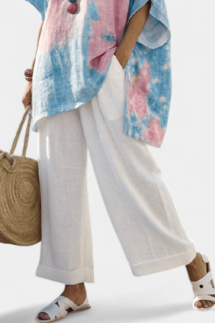 Vantrel | Comfortable Relaxed Linen Top & Striped Bamboo Pants - Benjamin New York