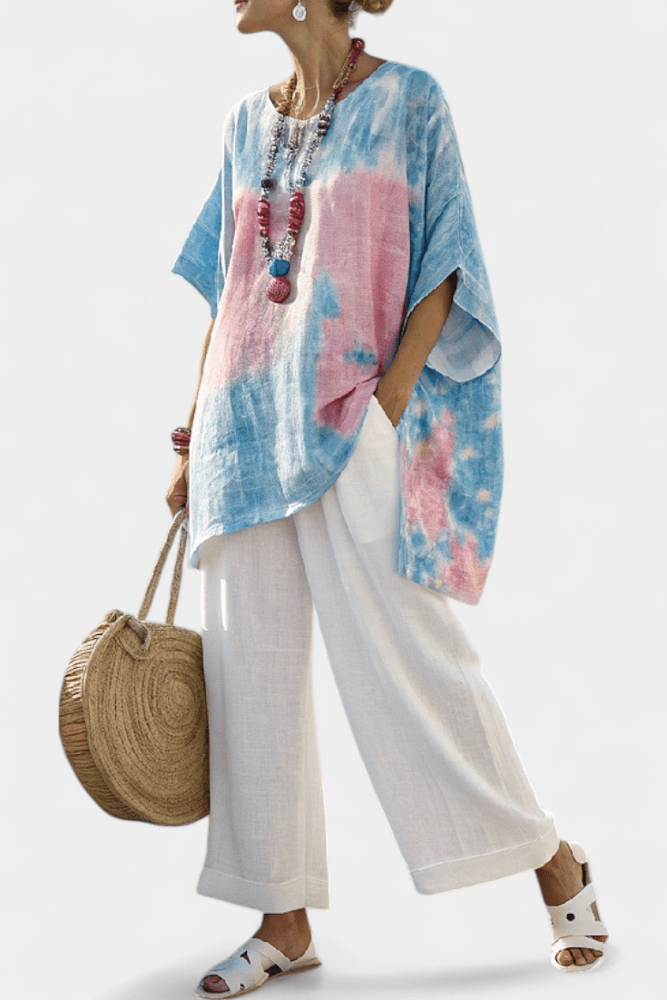 Vantrel | Comfortable Relaxed Linen Top & Striped Bamboo Pants - Benjamin New York