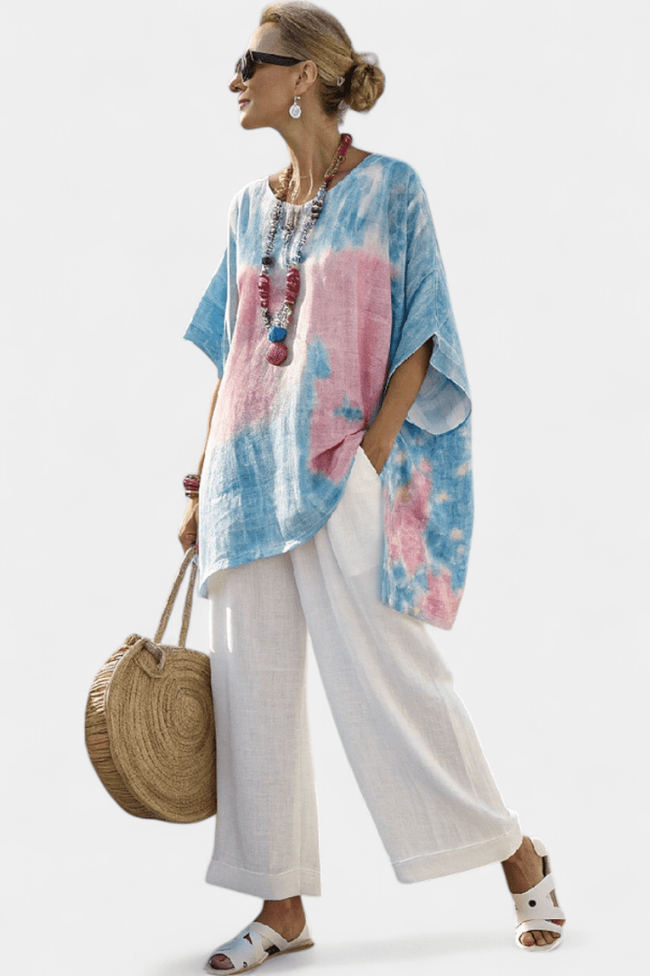 Vantrel | Comfortable Relaxed Linen Top & Striped Bamboo Pants - Benjamin New York