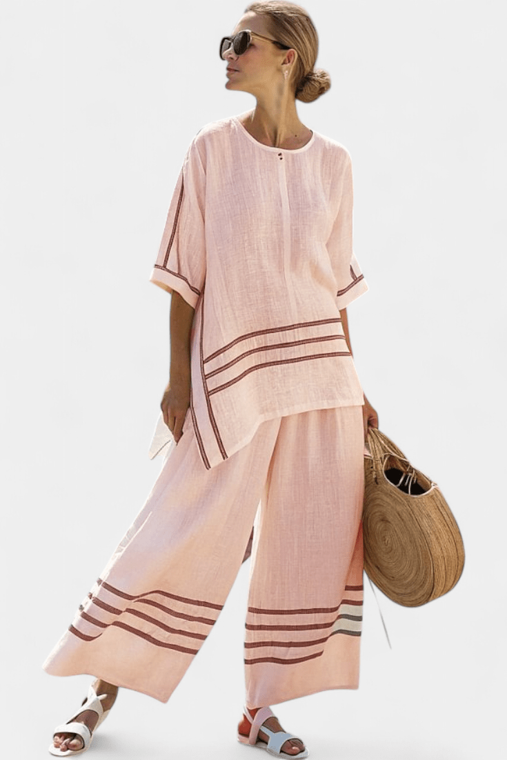 Wynric | Sophisticated Striped Asymmetrical Top & Bold Pants - Benjamin New York
