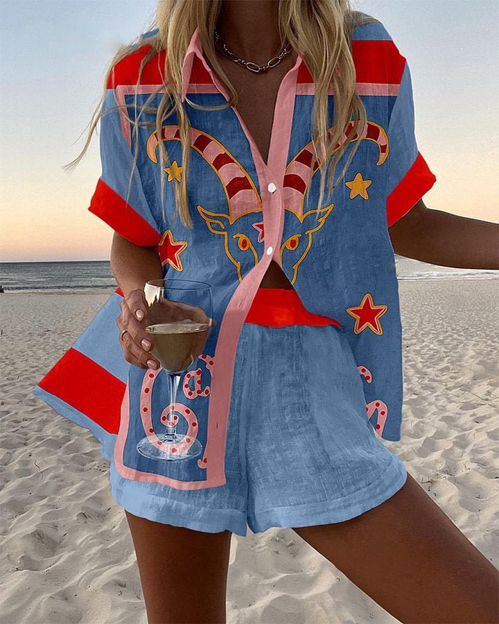 Beatrice | Caprine Print Linen Co‑ord - Benjamin New York