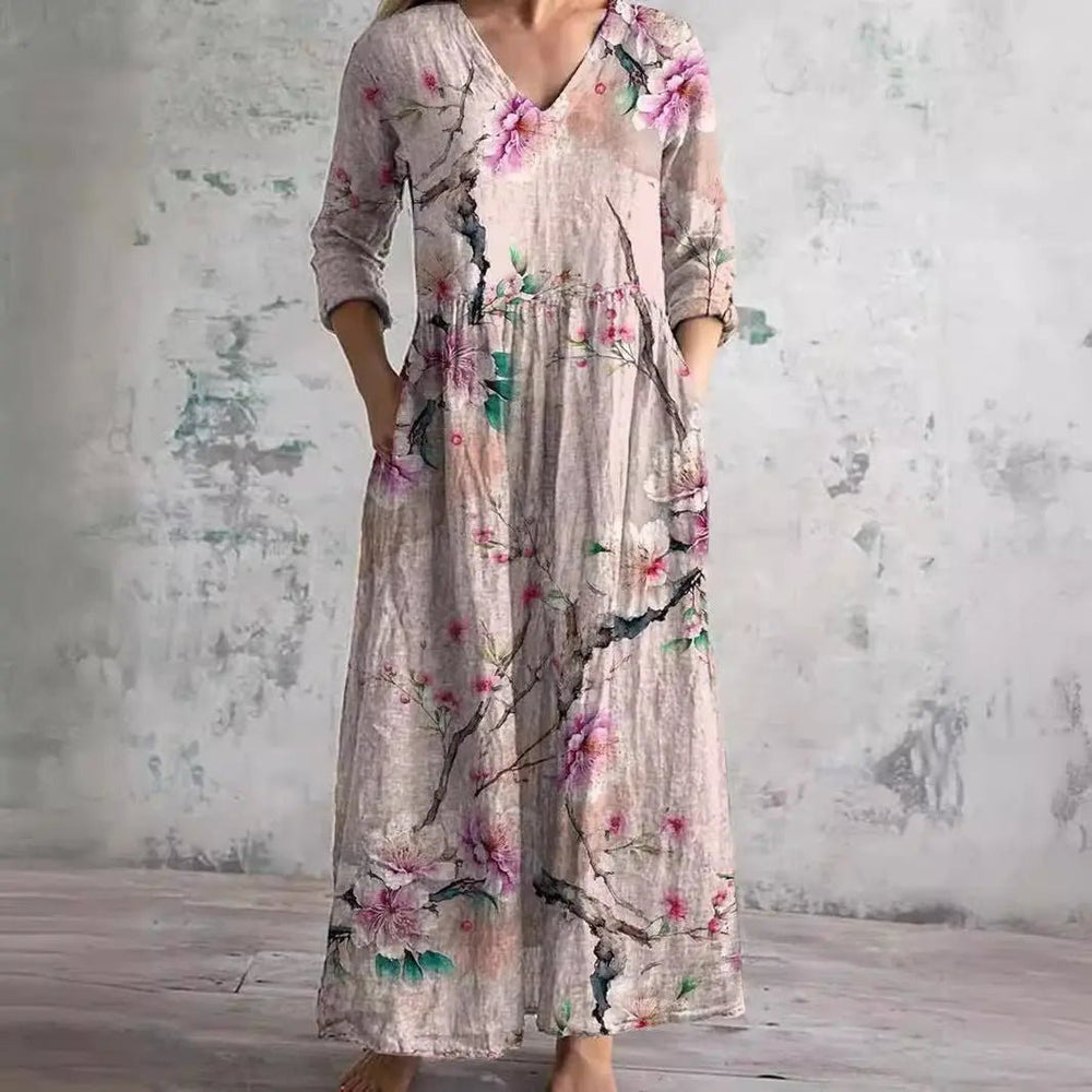 Carla | Summer Dress with V - Neck and Floral Pattern - Benjamin New York