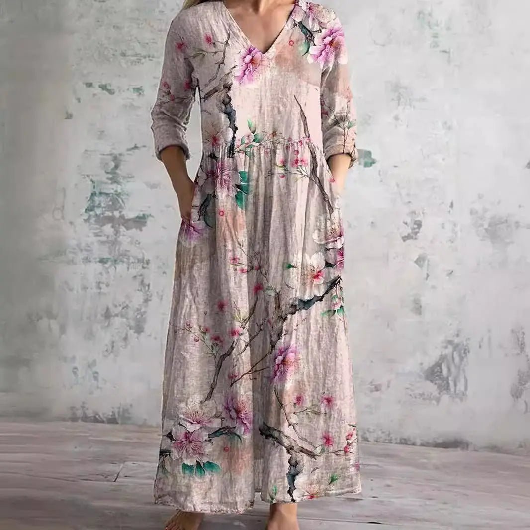 Carla | Summer Dress with V - Neck and Floral Pattern - Benjamin New York