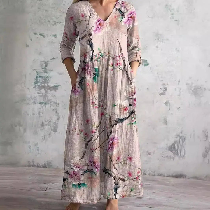 Carla | Summer Dress with V - Neck and Floral Pattern - Benjamin New York