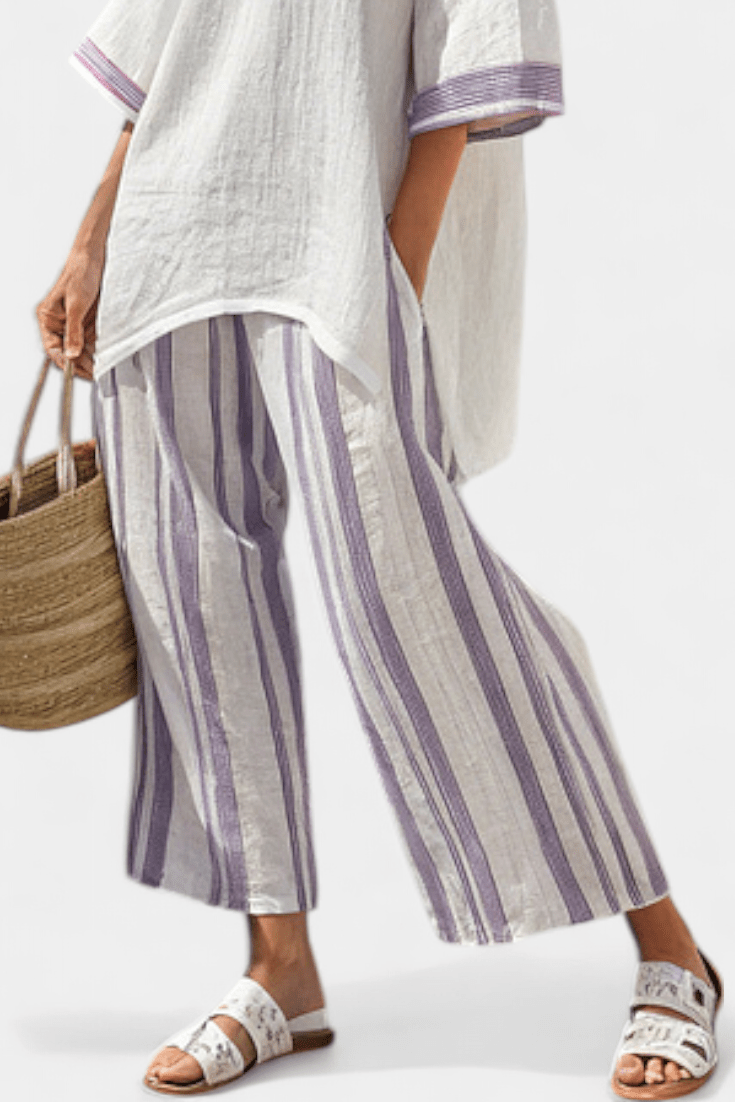 Luxmere | Comfortable Relaxed Blouse & Striped Bamboo Pants - Benjamin New York