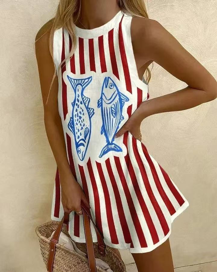 Matilda | Fish Print Mini Dress - Benjamin New York