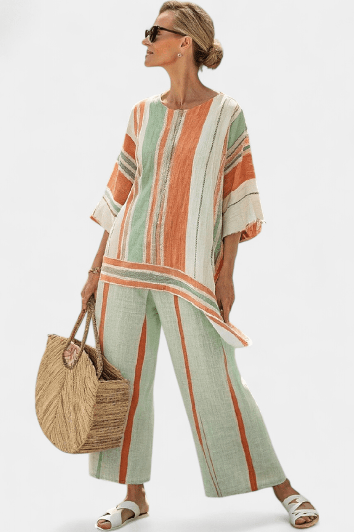 Bellmere | Elegant Asymmetrical Top & Wide - Leg Pants - Benjamin New York
