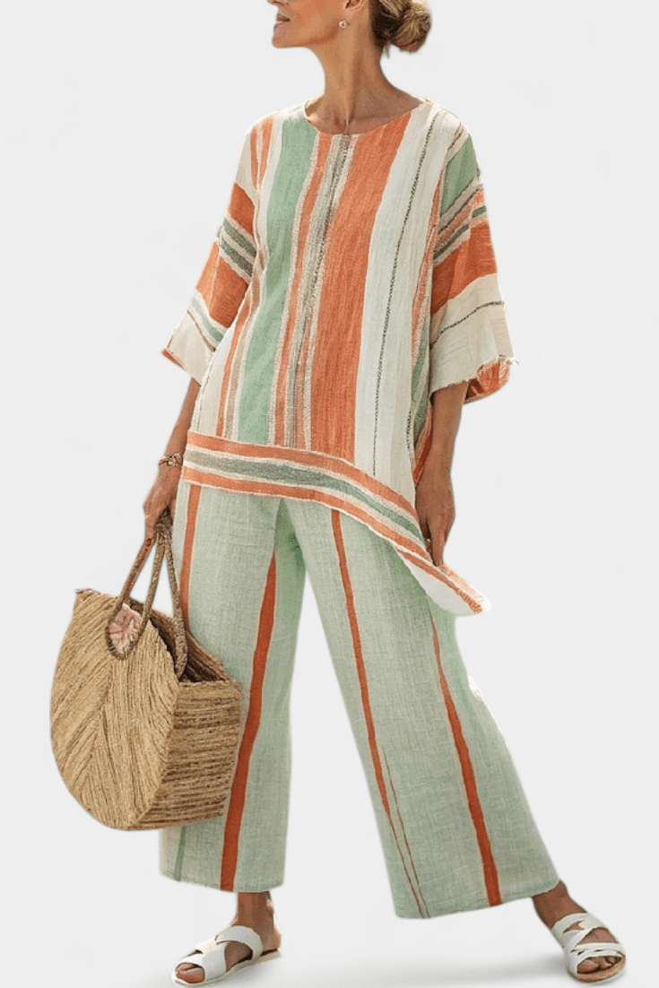 Bellmere | Elegant Asymmetrical Top & Wide - Leg Pants - Benjamin New York