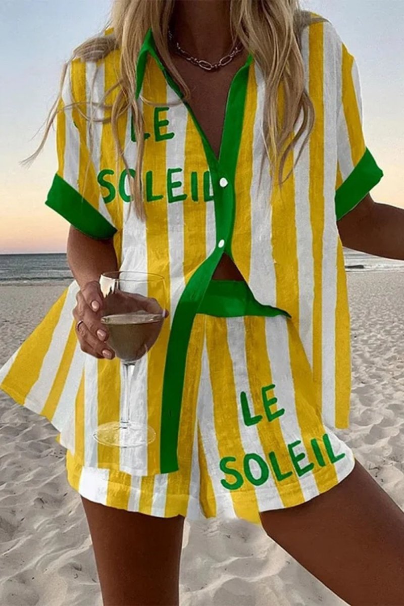 Isabelle | Sunny Stripe Linen Set - Benjamin New York