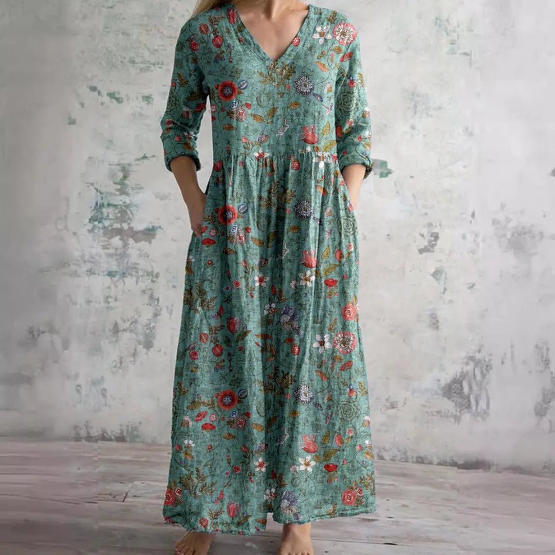 Carla | Summer Dress with V - Neck and Floral Pattern - Benjamin New York
