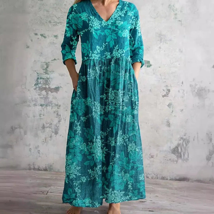 Carla | Summer Dress with V - Neck and Floral Pattern - Benjamin New York