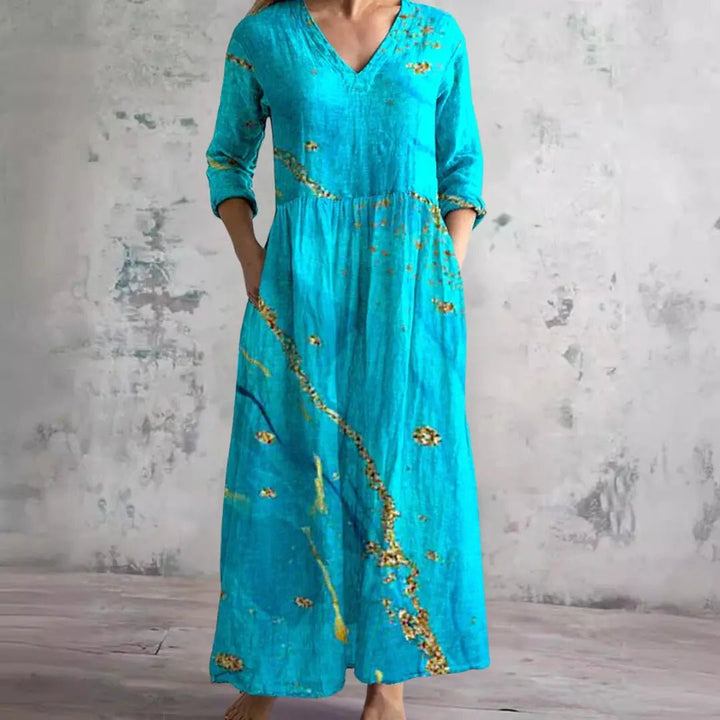 Carla | Summer Dress with V - Neck and Floral Pattern - Benjamin New York